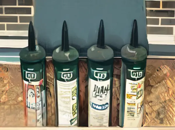 Different types of gutter sealant tubes showing silicone, polyurethane, and specialty varieties lined up for comparison